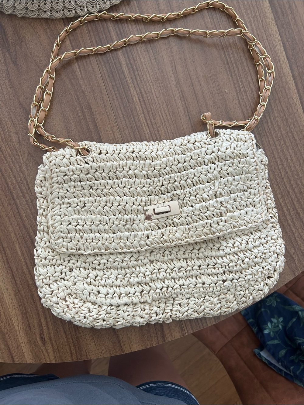 SHEIN Cream Woven Chain-Shoulder Crossbody Bag